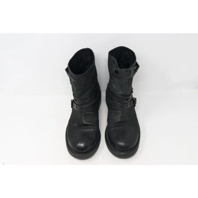 Pre-owned Twinset Black Leather Ankle Boots