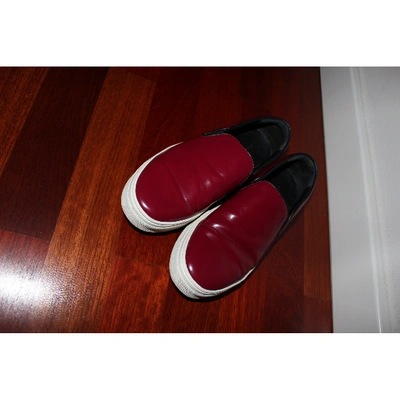 Pre-owned Celine Leather Trainers In Burgundy