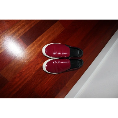 Pre-owned Celine Leather Trainers In Burgundy