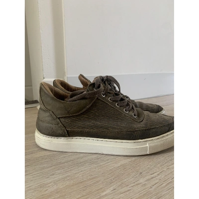 Pre-owned Filling Pieces Green Leather Trainers