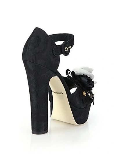 Shop Dolce & Gabbana Embellished Jacquard Platform Sandals In Black