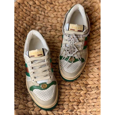 Pre-owned Gucci Screener Leather Trainers In Multicolour