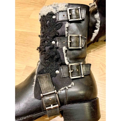 Pre-owned Ermanno Scervino Leather Buckled Boots In Black