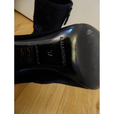 Pre-owned Balenciaga Ankle Boots In Navy