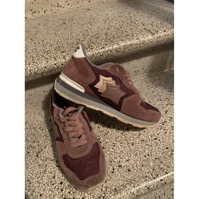 Pre-owned Atlantic Stars Leather Trainers In Burgundy