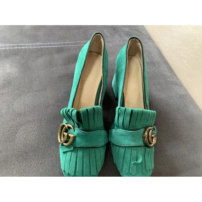 Pre-owned Gucci Green Suede Heels