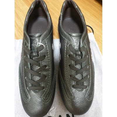 Pre-owned Hogan Green Leather Trainers