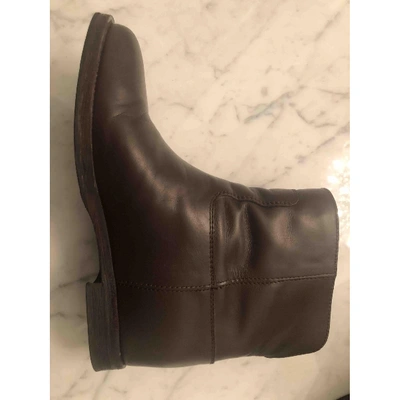 Pre-owned Via Roma Xv Leather Ankle Boots In Brown