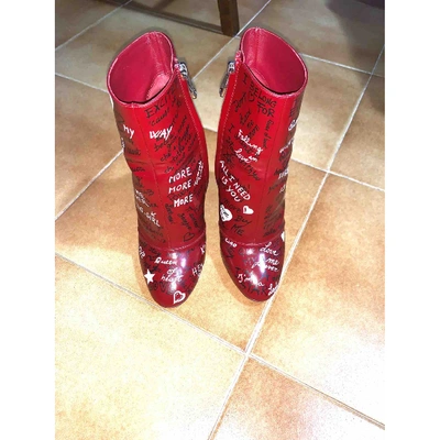 Pre-owned Dolce & Gabbana Patent Leather Ankle Boots In Red