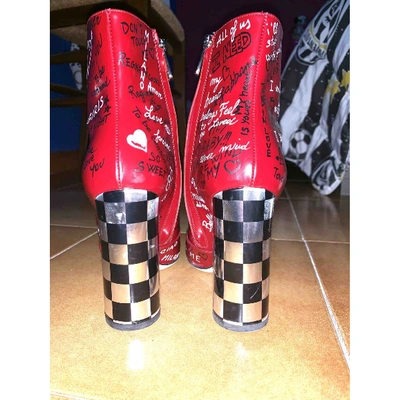 Pre-owned Dolce & Gabbana Patent Leather Ankle Boots In Red