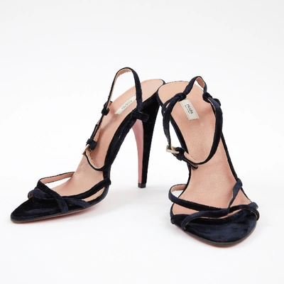 Pre-owned Prada Navy Velvet Heels