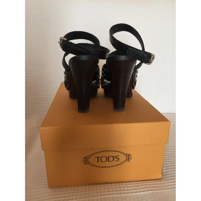 Pre-owned Tod's Leather Sandals In Black