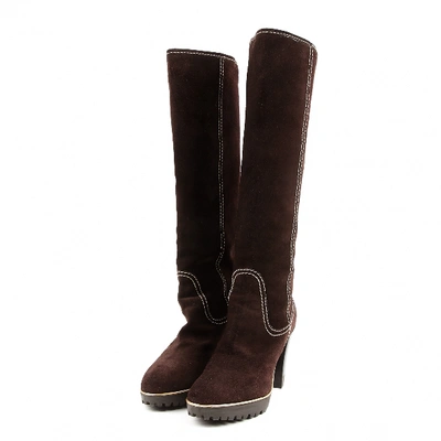 Pre-owned Sergio Rossi Brown Suede Boots