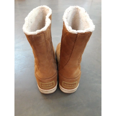 Pre-owned Sorel Camel Suede Ankle Boots
