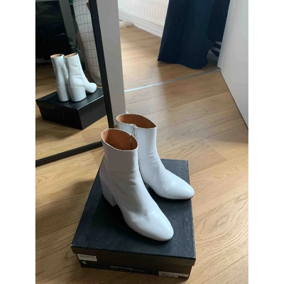 Pre-owned Dries Van Noten White Leather Ankle Boots
