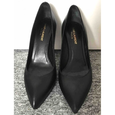 Pre-owned Saint Laurent Janis Black Leather Heels