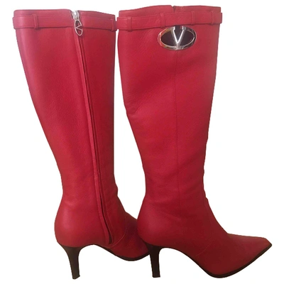 Pre-owned Valentino Garavani Red Leather Boots