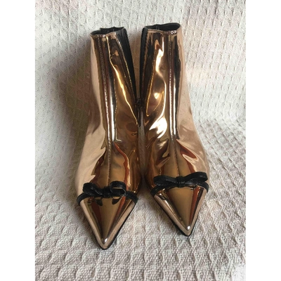 Pre-owned Marco De Vincenzo Leather Ankle Boots In Gold