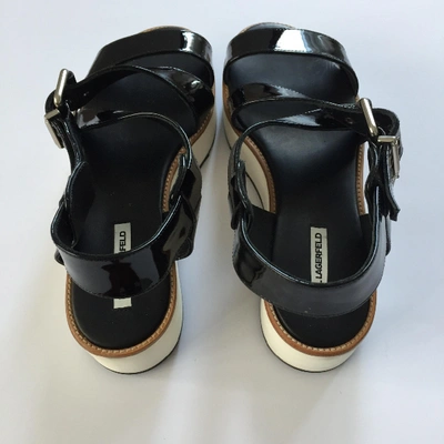 Pre-owned Karl Lagerfeld Patent Leather Sandal In Black