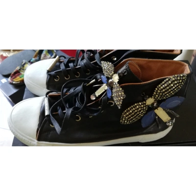 Pre-owned Black Dioniso Leather Trainers In Black