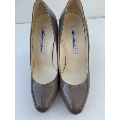 Pre-owned Brian Atwood Patent Leather Heels In Ecru