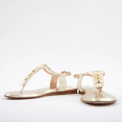 Pre-owned Aruna Seth Leather Sandal In Gold