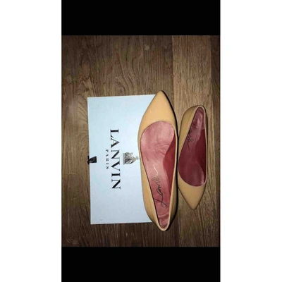 Pre-owned Lanvin Patent Leather Ballet Flats In Beige