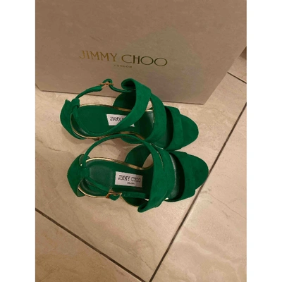 Pre-owned Jimmy Choo Green Suede Heels