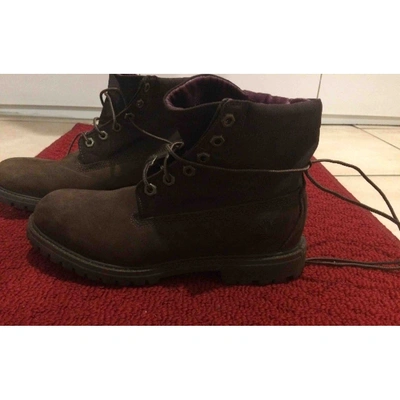 Pre-owned Timberland Brown Leather Ankle Boots