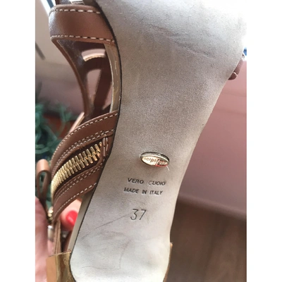 Pre-owned Jimmy Choo Leather Open Toe Boots In Camel