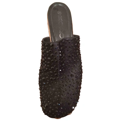 Pre-owned Rodo Glitter Mules & Clogs In Black
