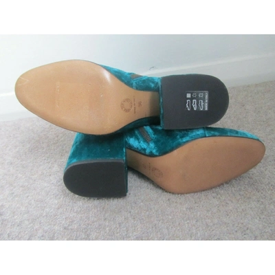 Pre-owned Dries Van Noten Turquoise Velvet Ankle Boots