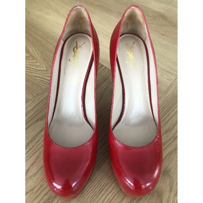 Pre-owned Saint Laurent Trib Too Red Leather Heels