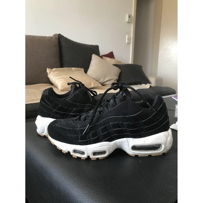 Pre-owned Nike Air Max 95 Leather Trainers In Black