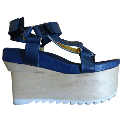 Pre-owned Sacai Navy Leather Sandals