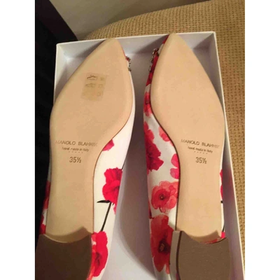 Pre-owned Manolo Blahnik Hangisi Cloth Ballet Flats