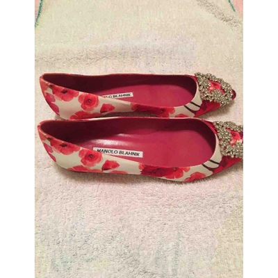 Pre-owned Manolo Blahnik Hangisi Cloth Ballet Flats
