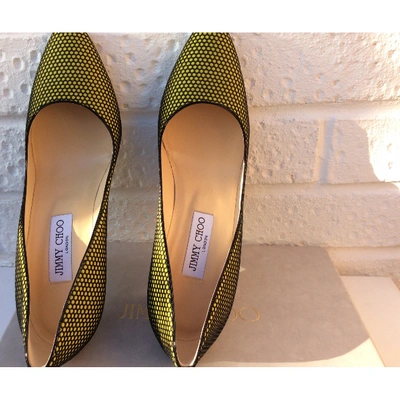 Pre-owned Jimmy Choo Cloth Heels In Yellow