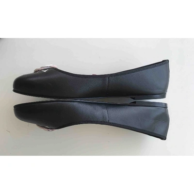 Pre-owned Pretty Ballerinas Black Leather Ballet Flats