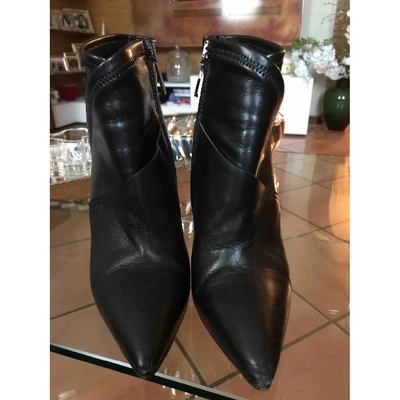 Pre-owned Baldinini Leather Ankle Boots In Black