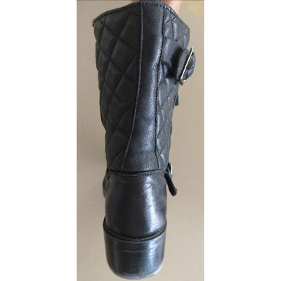 Pre-owned Comptoir Des Cotonniers Leather Biker Boots In Black