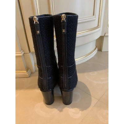 Pre-owned Chanel Blue Cloth Boots