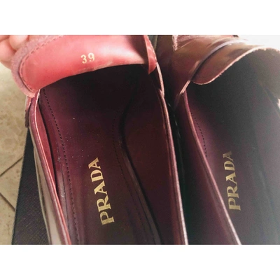 Pre-owned Prada Leather Flats In Red