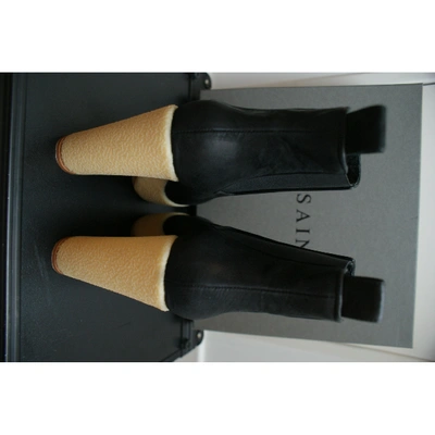 Pre-owned Allsaints Leather Ankle Boots In Black