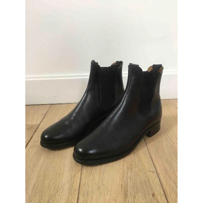 Pre-owned Jm Weston Black Leather Ankle Boots