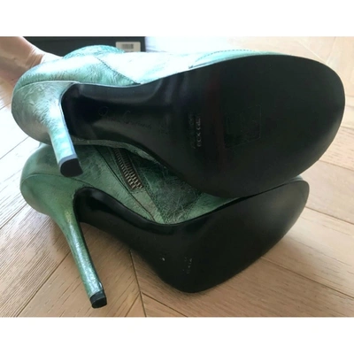 Pre-owned Rick Owens Green Leather Ankle Boots
