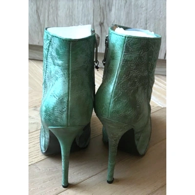Pre-owned Rick Owens Green Leather Ankle Boots