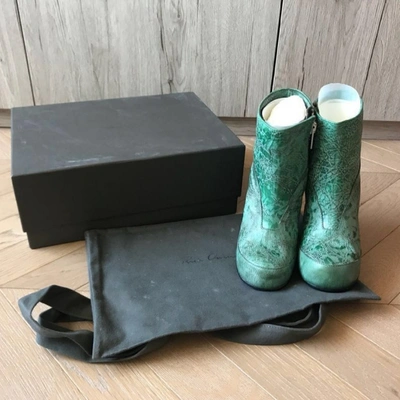 Pre-owned Rick Owens Green Leather Ankle Boots