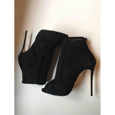 Pre-owned Dolce & Gabbana Black Cloth Ankle Boots
