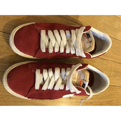 Pre-owned Nike Blazer Leather Trainers In Red
